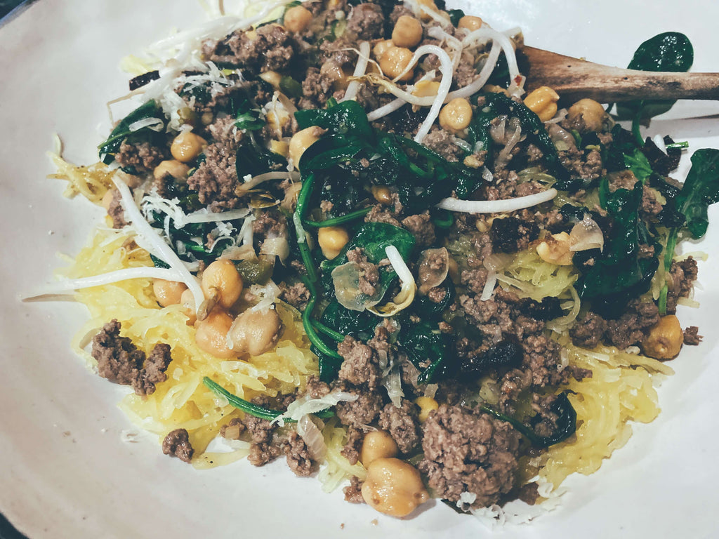 Spaghetti Squash with Ground Beef and Spinach